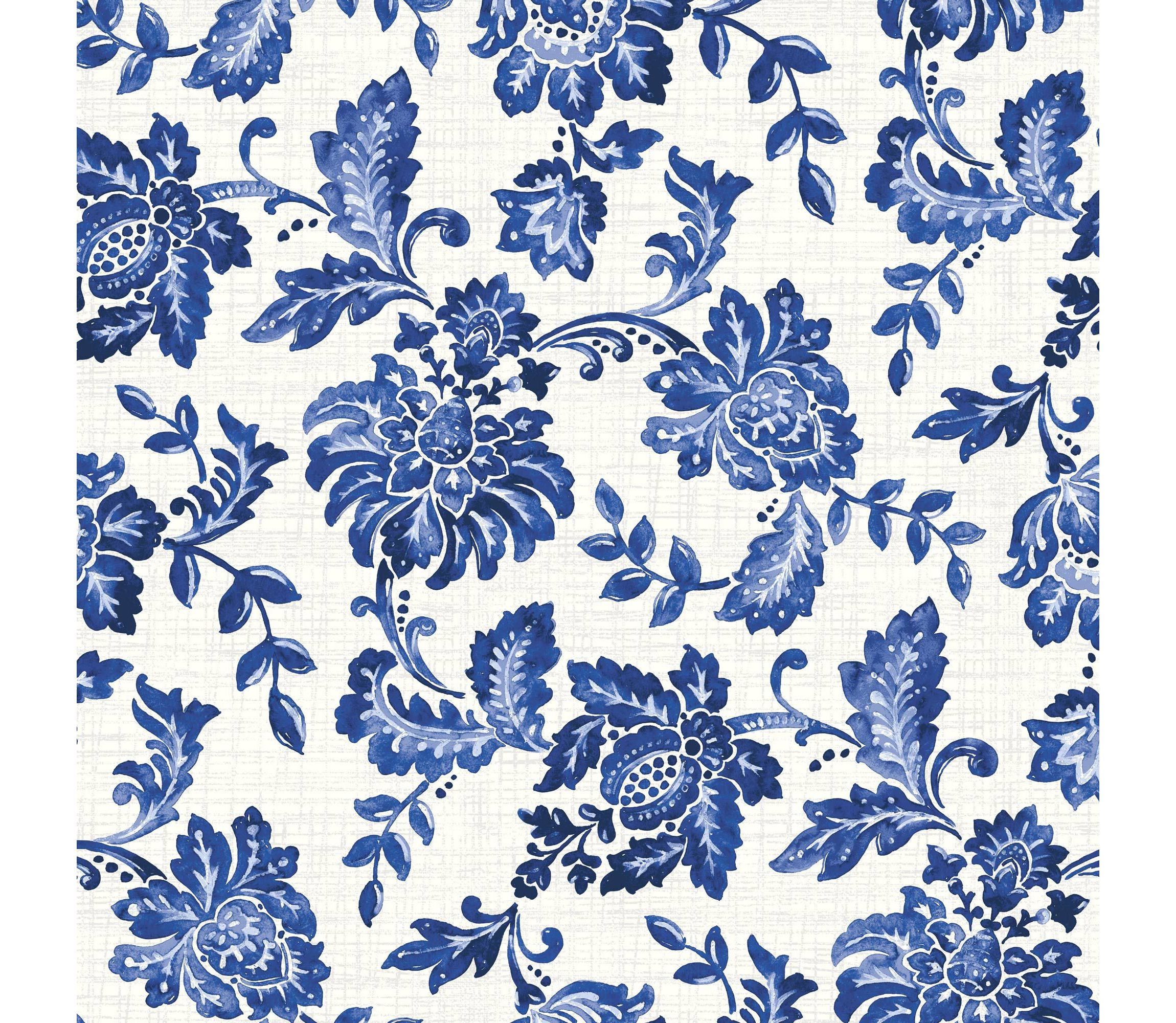 Tuscany Navy Floral Printed 4-Piece Microfiber Sheet Set