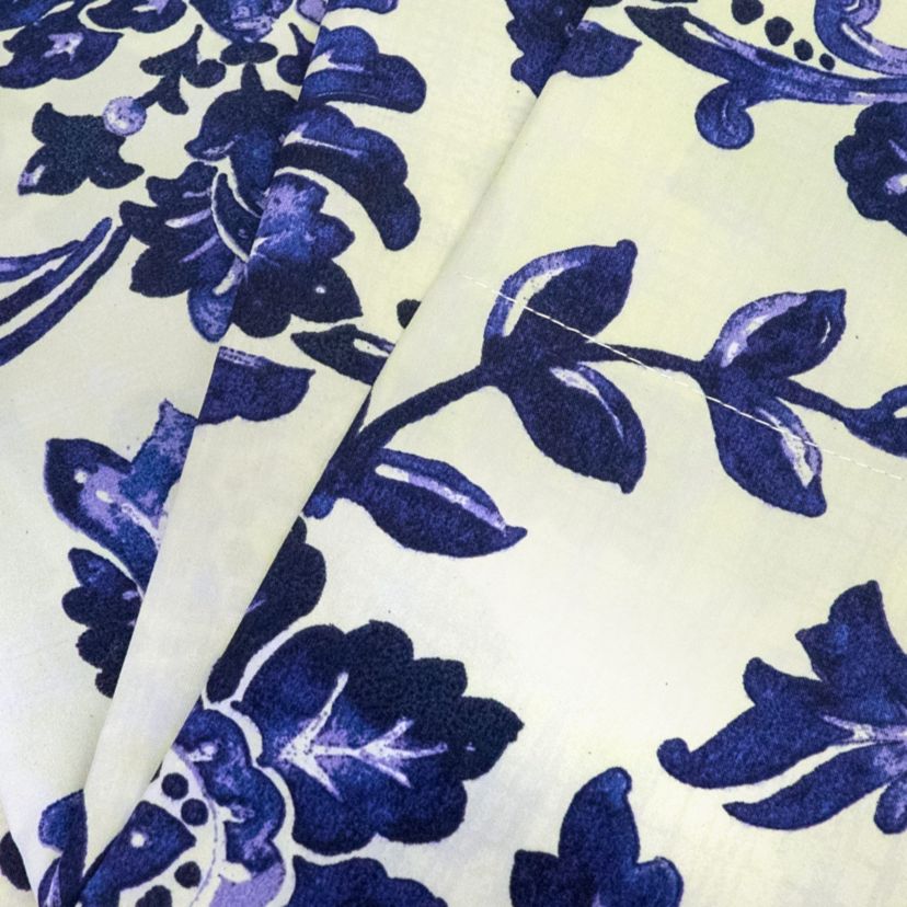 Tuscany Navy Floral Printed 4-Piece Microfiber Sheet Set