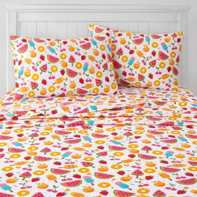 Sweet Home Collection Fruity Fun Multi Color Kids Microfiber Sheet Set ...