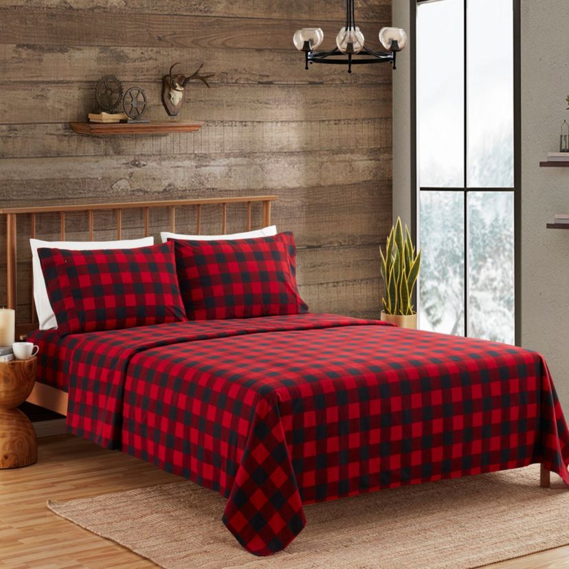 1500 Supreme Microfiber Buffalo Check Flannel Sheet Set