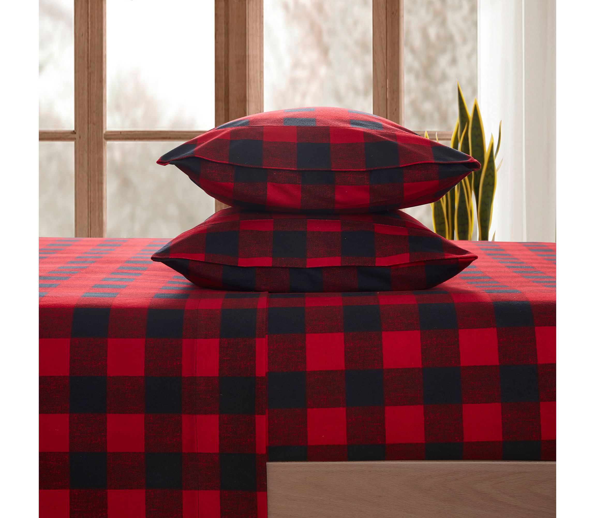 1500 Supreme Microfiber Buffalo Check Flannel Sheet Set