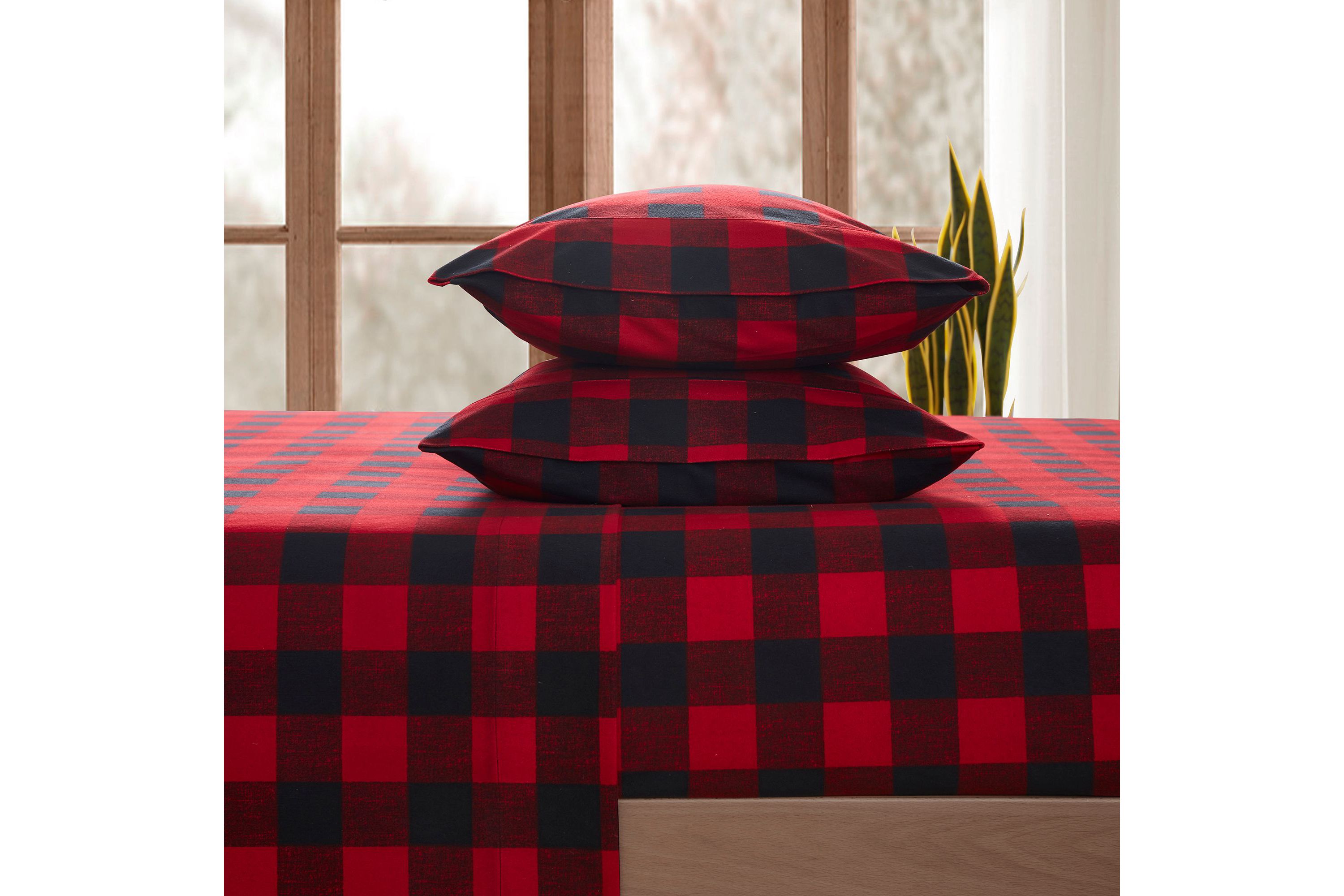 1500 Supreme Microfiber Buffalo Check Flannel Sheet Set
