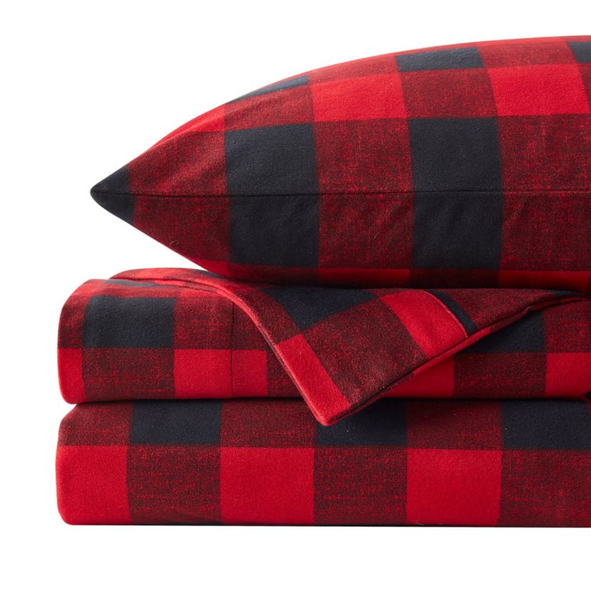 1500 Supreme Microfiber Buffalo Check Flannel Sheet Set