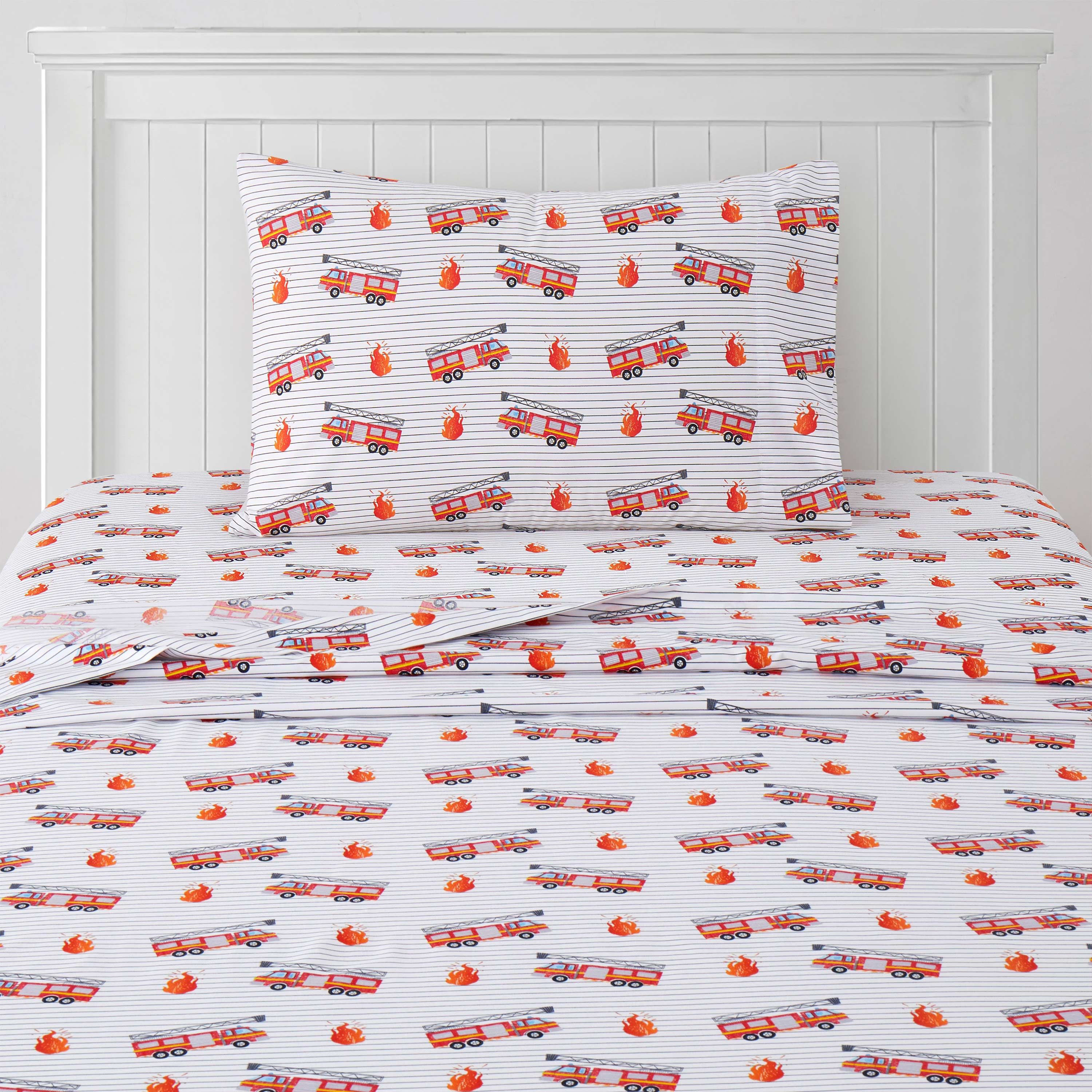 Fire Engine Truck Kids Microfiber Sheet Set