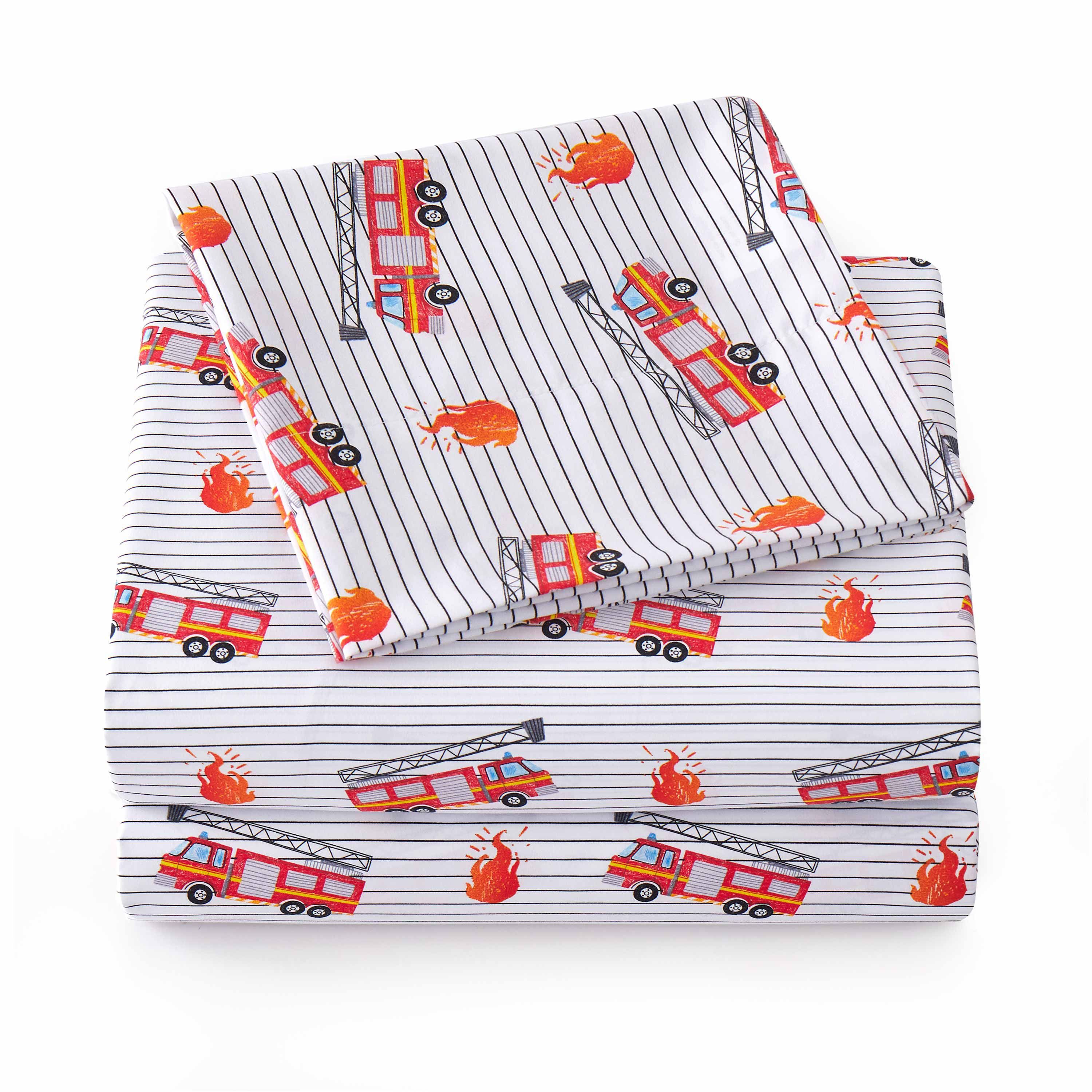Fire Engine Truck Kids Microfiber Sheet Set