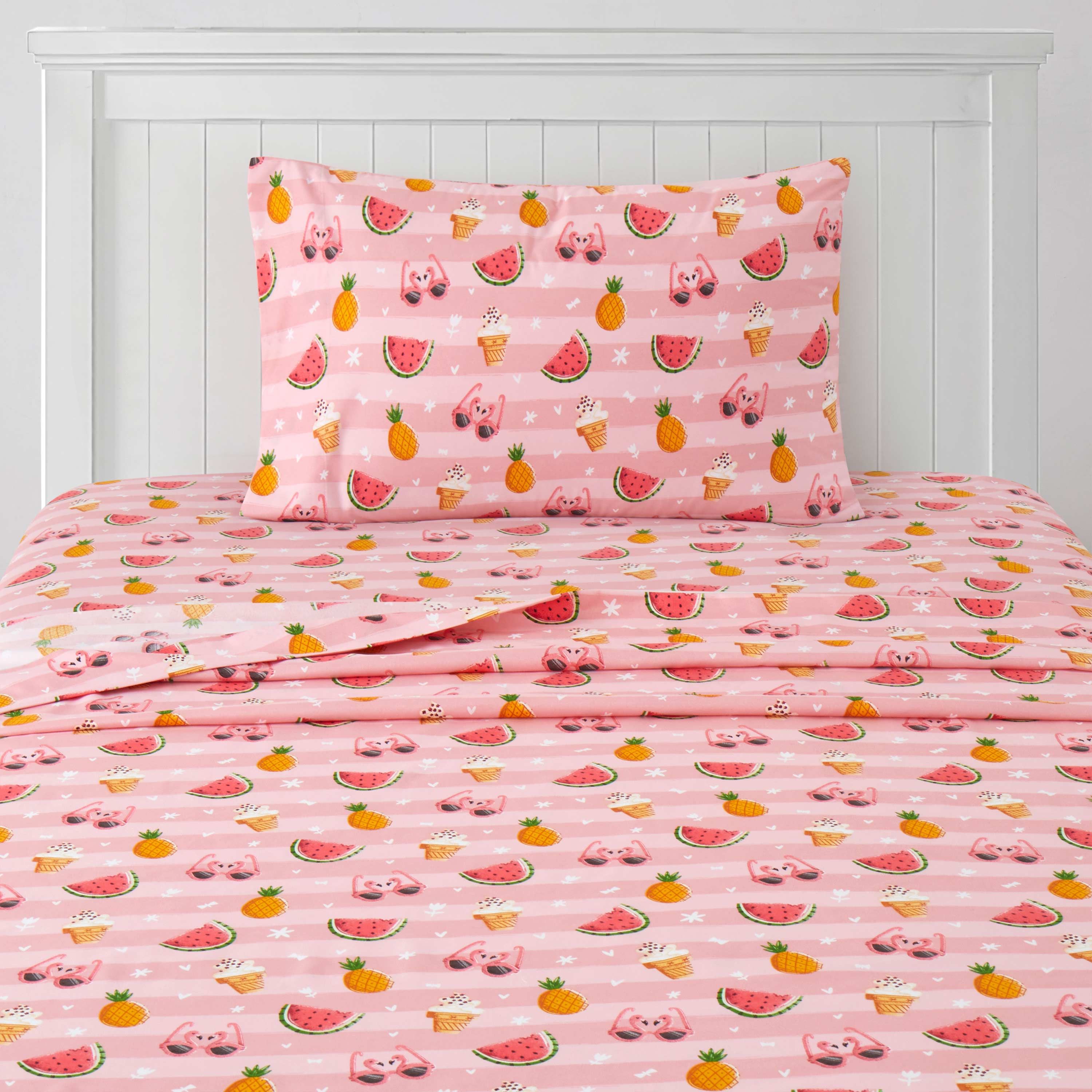 Sweet Summer Fun Pink Kids Microfiber Sheet Set