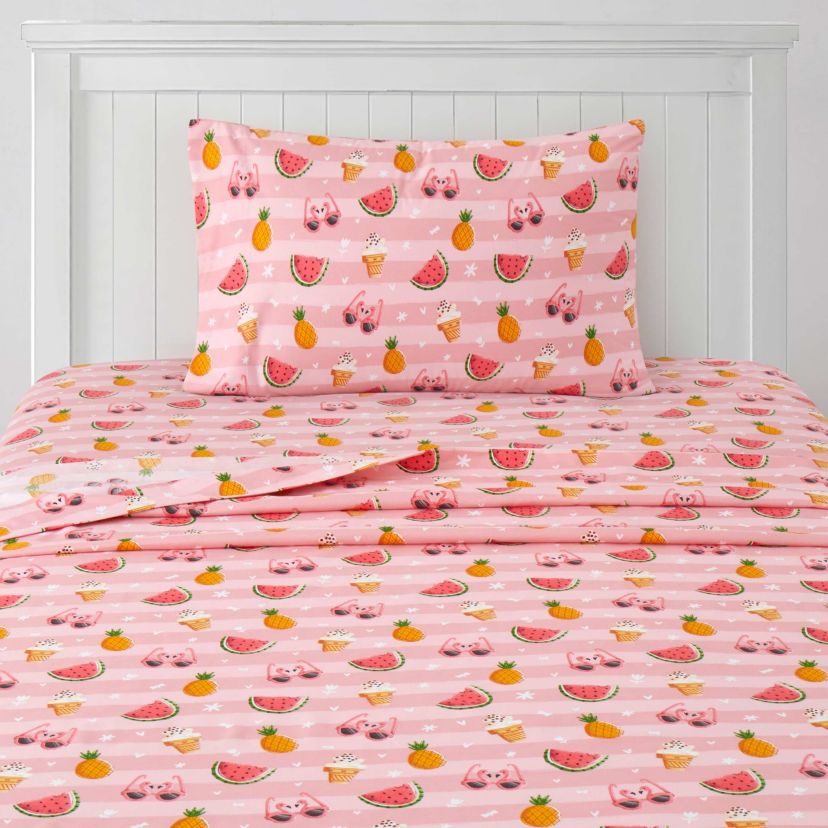 Sweet Summer Fun Pink Kids Microfiber Sheet Set