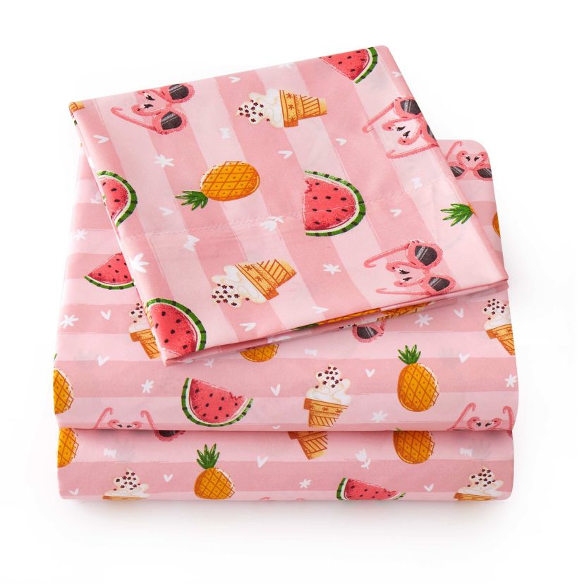 Sweet Summer Fun Pink Kids Microfiber Sheet Set