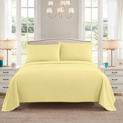 Sweet Home Collection 1800 Series 4 Piece Deep Pocket Bed Sheet Set, Yellow, Short Queen/RV -  0842491162054