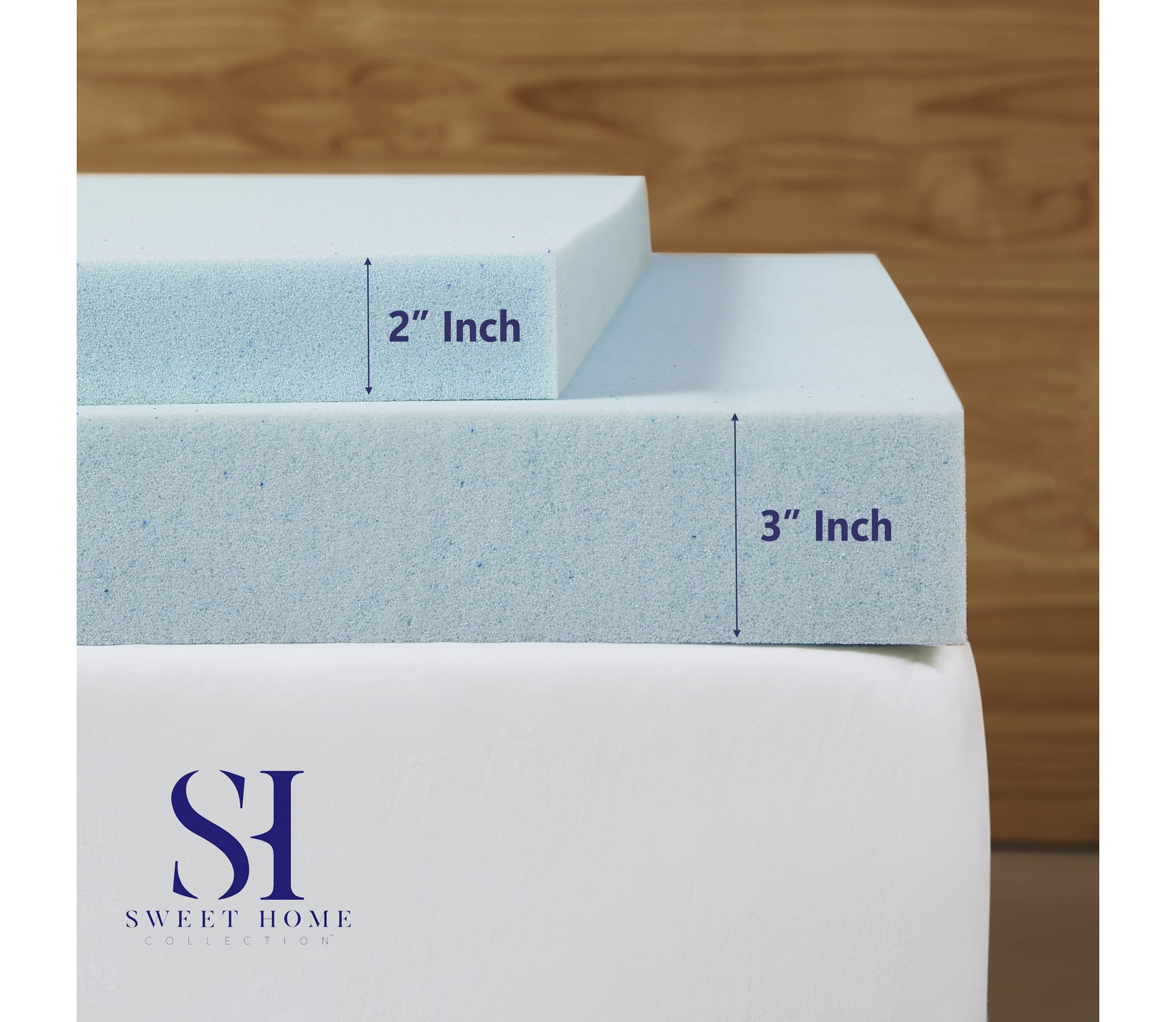 Blue Gel Memory Foam 3" Thick Mattress Topper