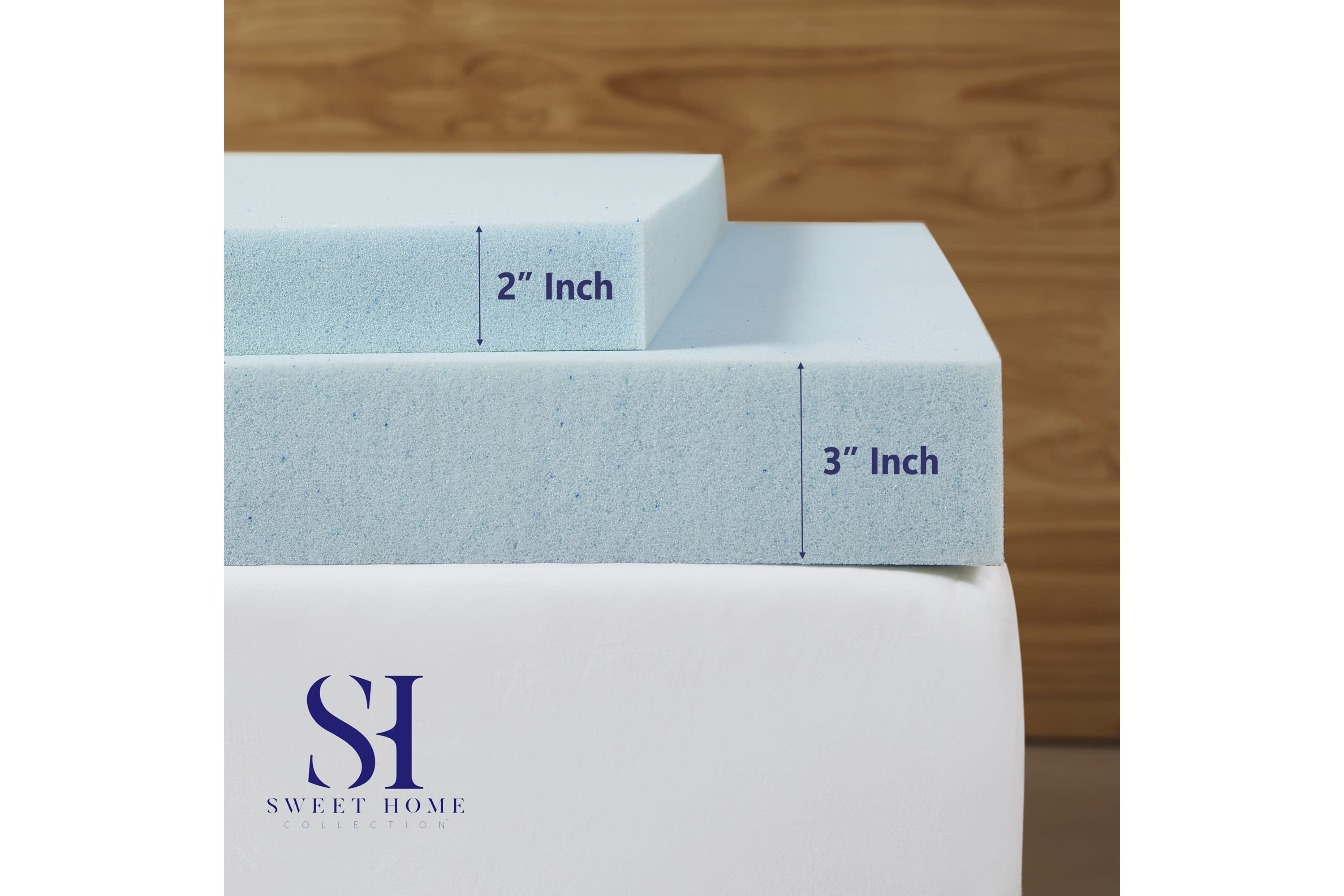 Blue Gel Memory Foam 3" Thick Mattress Topper