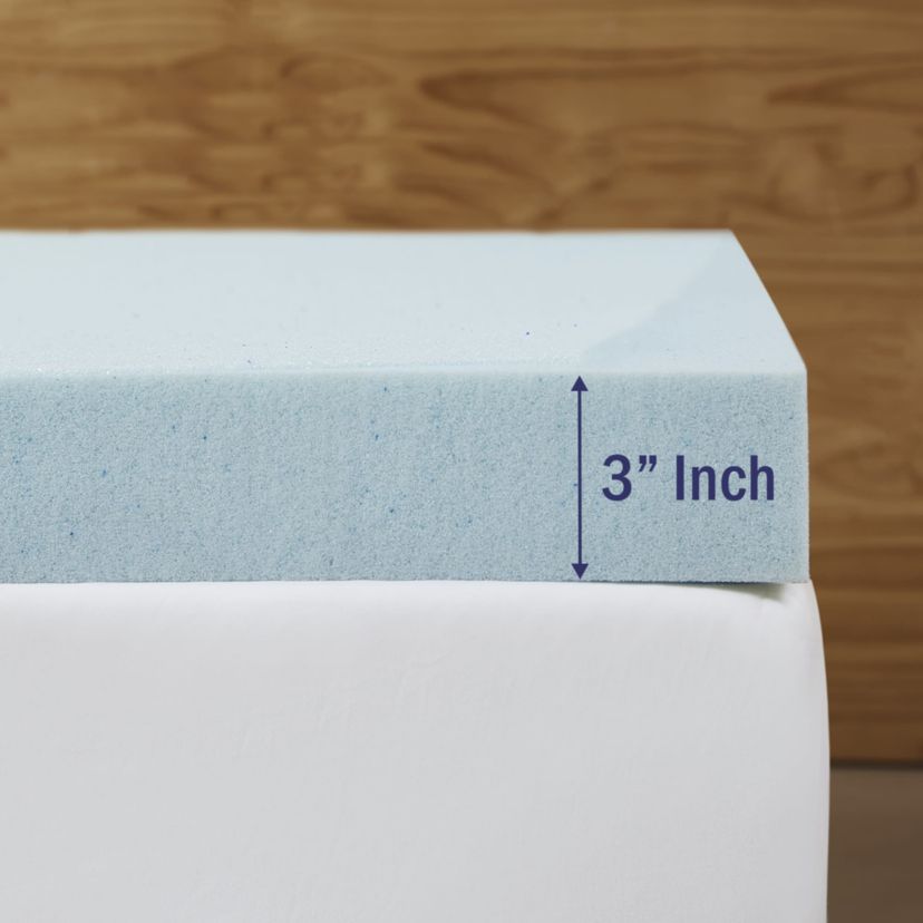 Blue Gel Memory Foam 3" Thick Mattress Topper