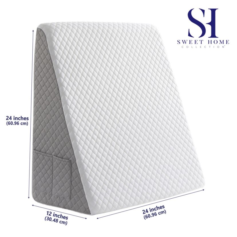 Memory Foam Bed Wedge Pillow with Pockets