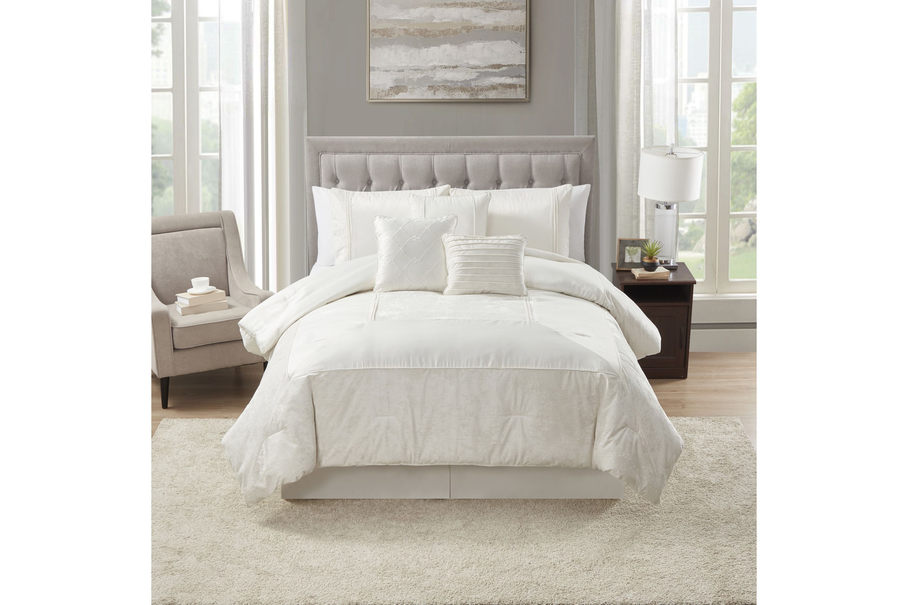Sweet Home Collection Luna 7 Piece Crushed Velvet Comforter Set