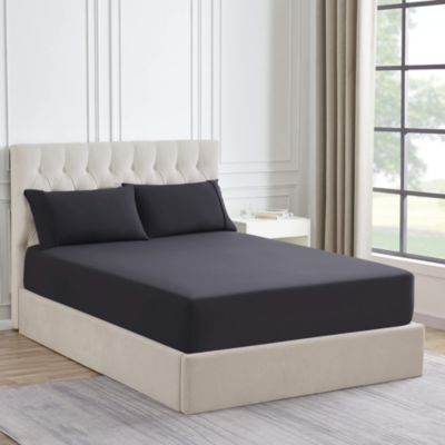 Sweet Home Collection 1500 Supreme Collection Microfiber Flannel Fitted Sheet, Black, Twin