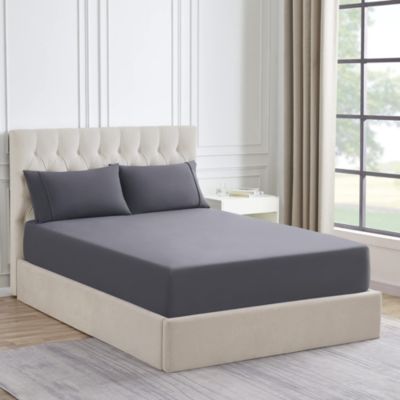Sweet Home Collection 1500 Supreme Collection Microfiber Flannel Fitted Sheet, Gray, Twin