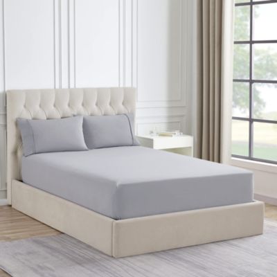 Sweet Home Collection 1500 Supreme Collection Microfiber Flannel Fitted Sheet, Silver, Twin