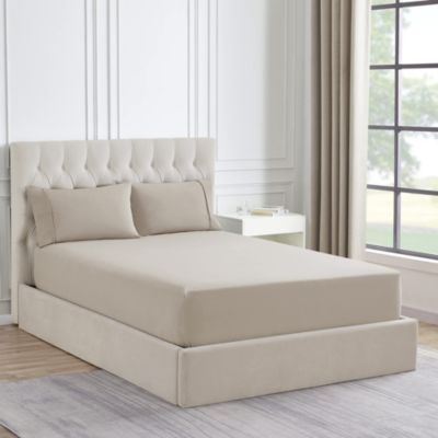 Sweet Home Collection 1500 Supreme Collection Microfiber Flannel Fitted Sheet, Beige, Queen
