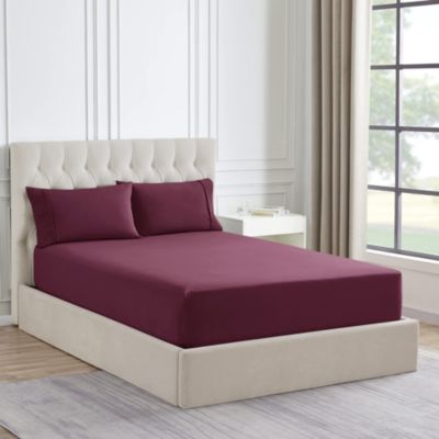Sweet Home Collection 1500 Supreme Collection Microfiber Flannel Fitted Sheet, Burgundy, Twin