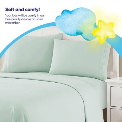 Sweet Home Collection Kids Solid 4 Piece Sheet Set, Ultra Soft 1800 Series, Double Brushed Microfiber, Mint, Twin XL