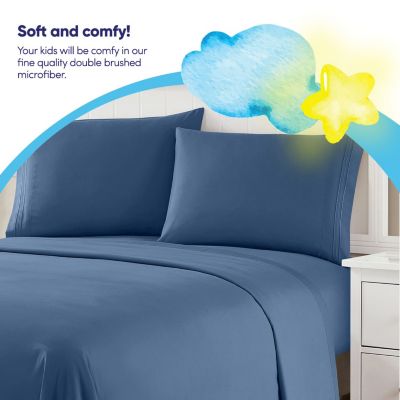 Sweet Home Collection Kids Solid 4 Piece Sheet Set, Ultra Soft 1800 Series, Double Brushed Microfiber, Twin