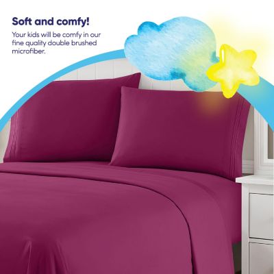 Sweet Home Collection Kids Solid 4 Piece Sheet Set, Ultra Soft 1800 Series, Double Brushed Microfiber, Twin XL