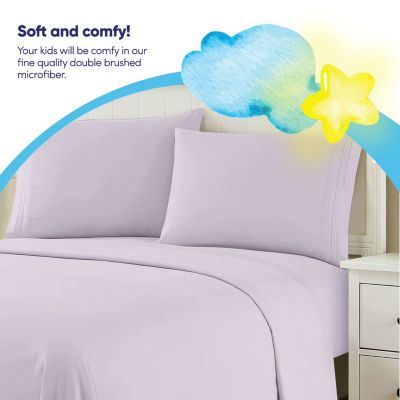 Sweet Home Collection Kids Solid 4 Piece Sheet Set, Ultra Soft 1800 Series, Double Brushed Microfiber, Lilac, Twin