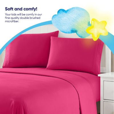 Sweet Home Collection Kids Solid 4 Piece Sheet Set, Ultra Soft 1800 Series, Double Brushed Microfiber, Twin