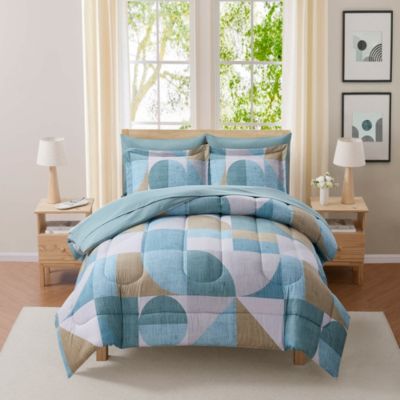 Sweet Home Collection 7 Piece Geo-Aqua Bedding Set