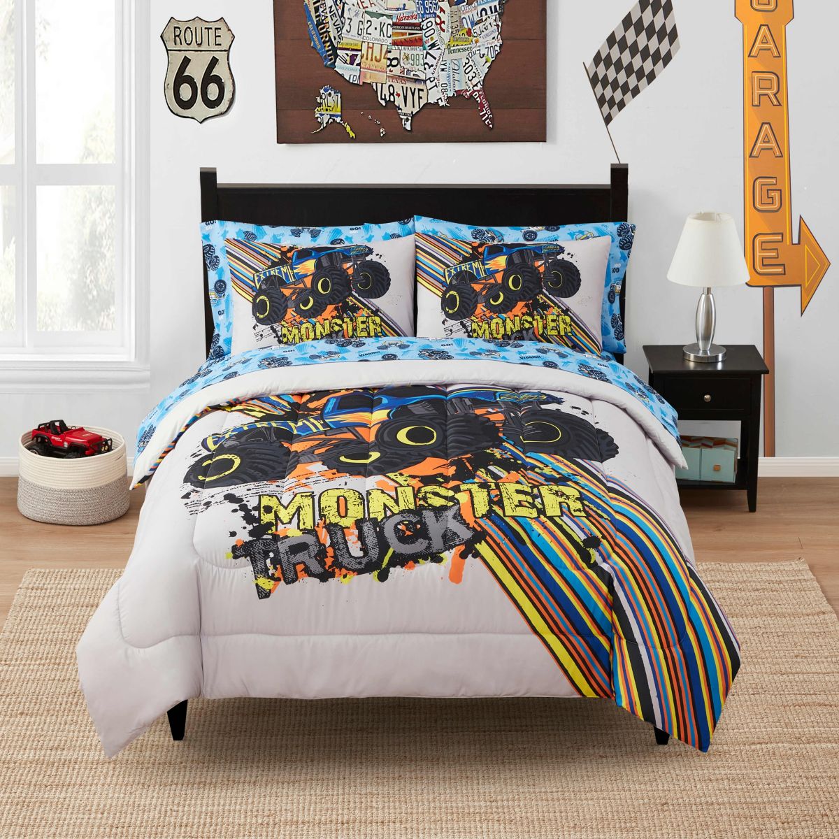 Monster Truck Kids Printed Bedding Set Includes Sheet Set