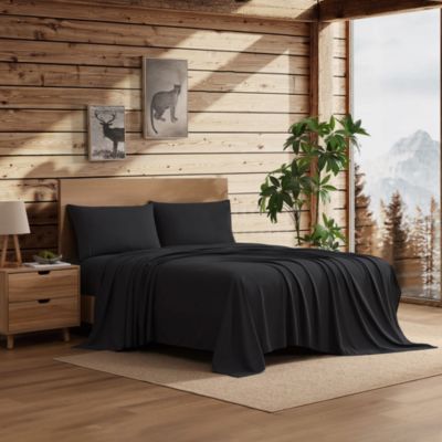 Coleman 4 Piece Solid Sheet Set, Ultra Soft, Easy Care, Double Brushed Microfiber, Black, Twin XL