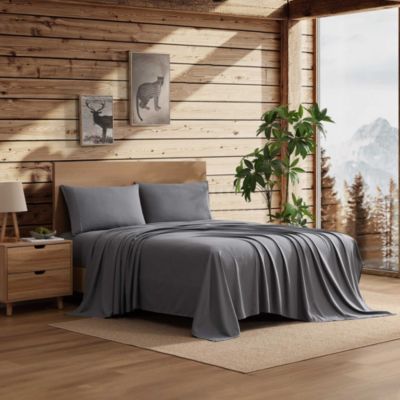 Coleman 4 Piece Solid Sheet Set, Ultra Soft, Easy Care, Double Brushed Microfiber, Grey, Twin XL