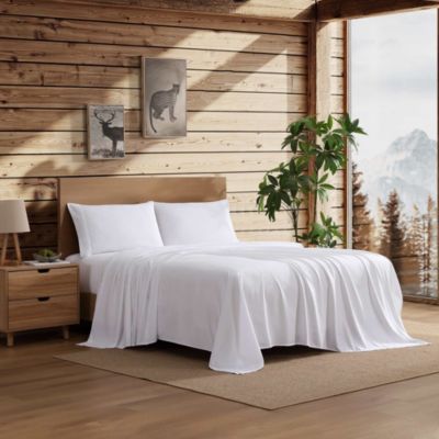 Coleman 4 Piece Solid Sheet Set, Ultra Soft, Easy Care, Double Brushed Microfiber, White, Queen