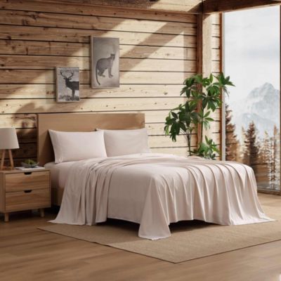 Coleman 4 Piece Solid Sheet Set, Ultra Soft, Easy Care, Double Brushed Microfiber, Beige, Queen