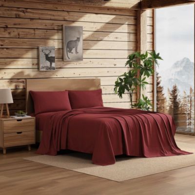 Coleman 4 Piece Solid Sheet Set, Ultra Soft, Easy Care, Double Brushed Microfiber, Burgundy, Twin