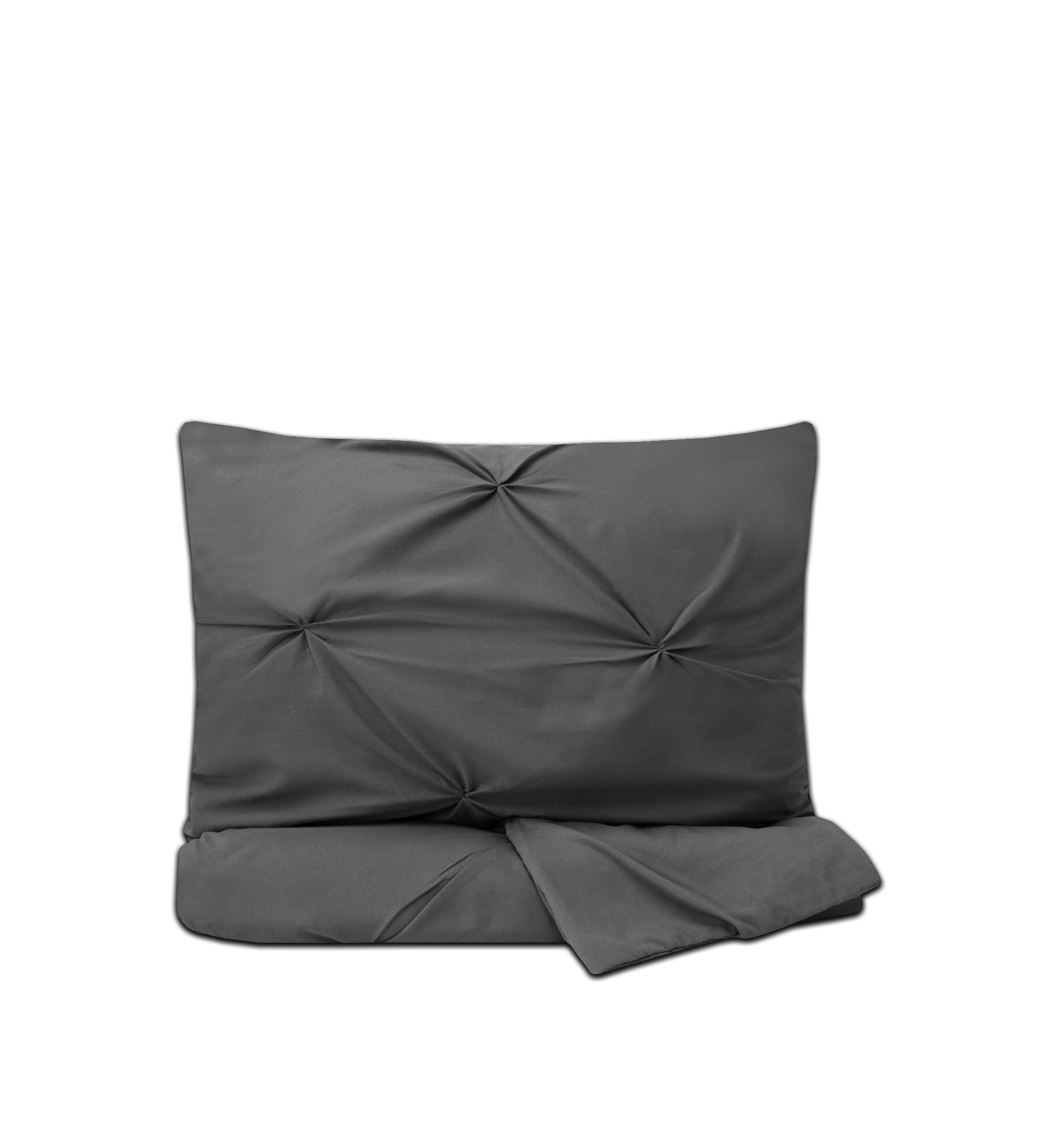 Luxury 3 Piece Pinch Pleat Pintuck Duvet Cover and Pillow Sham Set