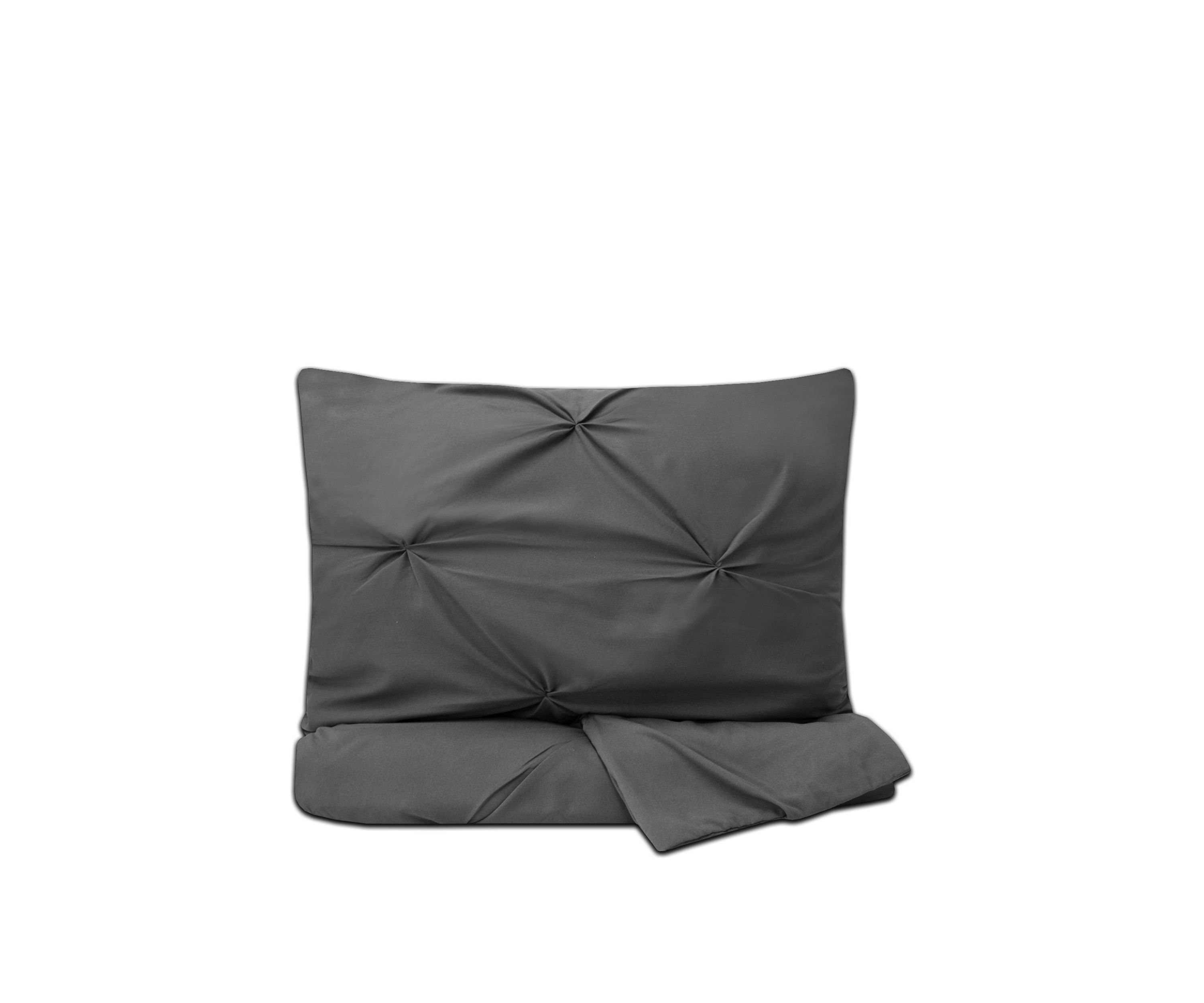 Luxury 3 Piece Pinch Pleat Pintuck Duvet Cover and Pillow Sham Set