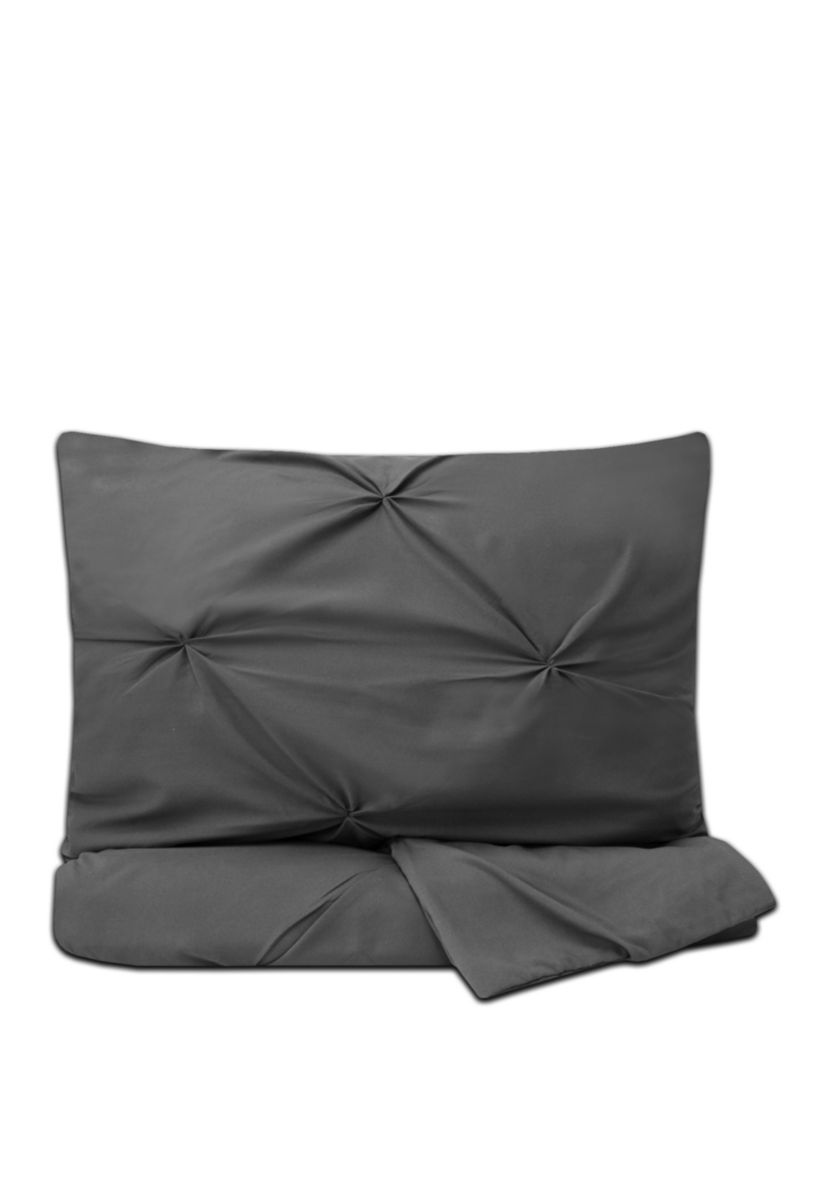 Luxury 3 Piece Pinch Pleat Pintuck Duvet Cover and Pillow Sham Set