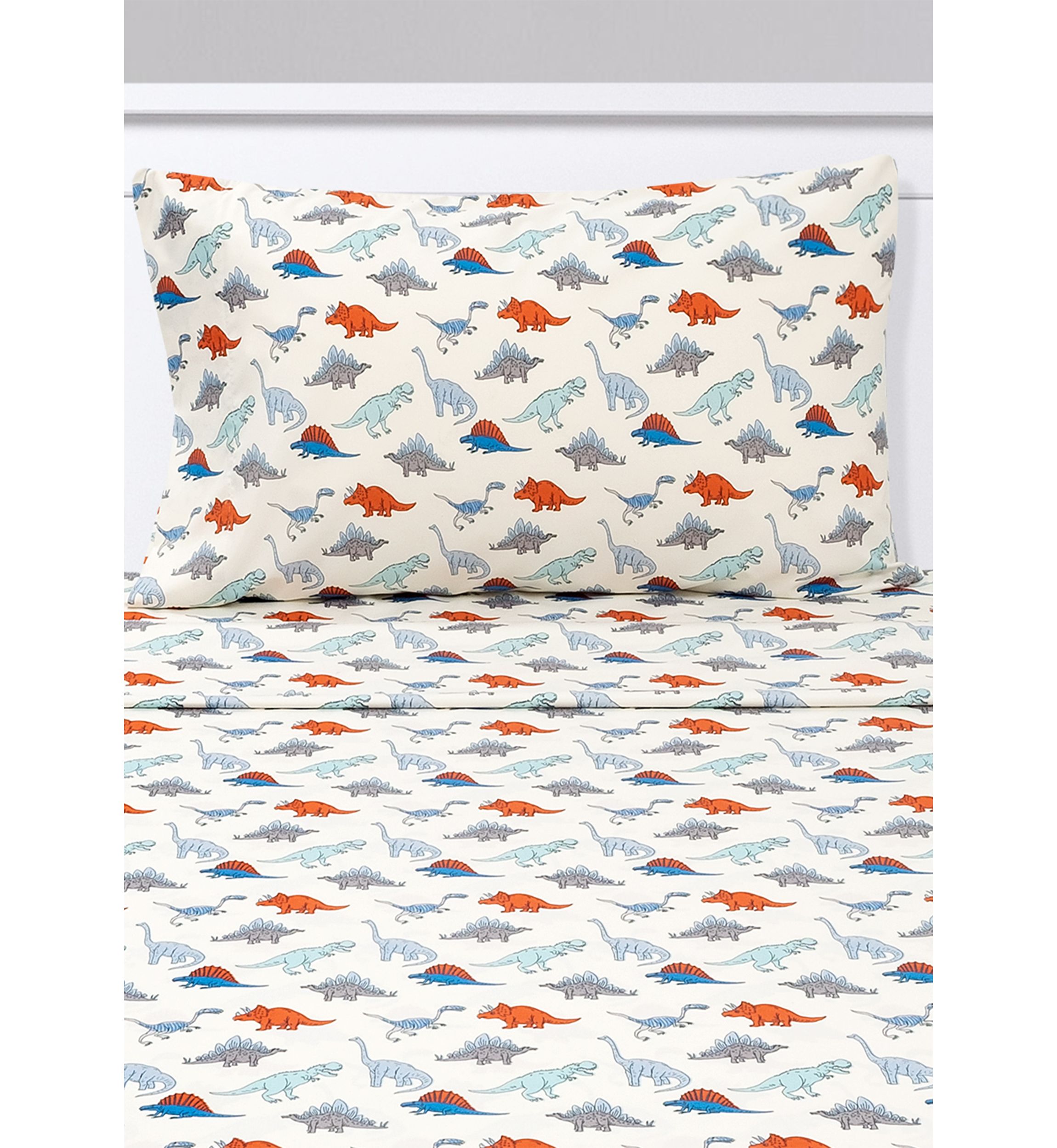 Dinosaurs Kids Boys Sheet Set Red-Blue