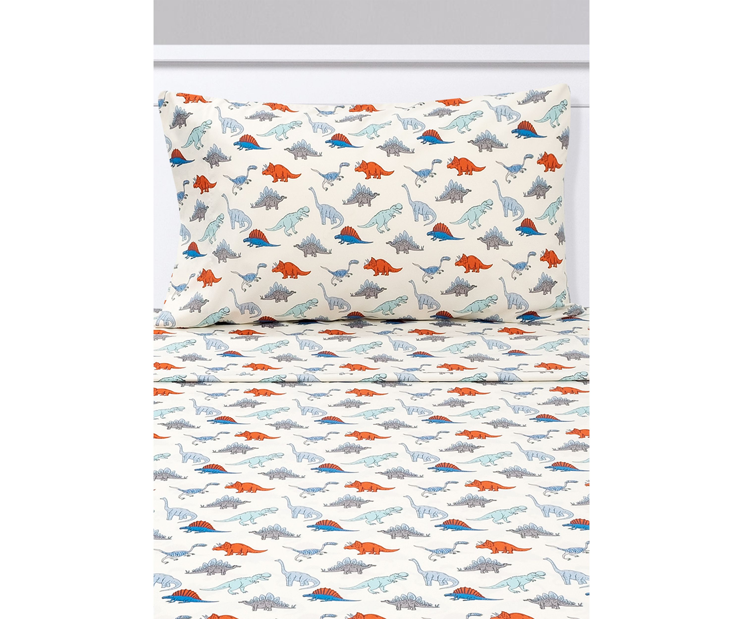 Dinosaurs Kids Boys Sheet Set Red-Blue