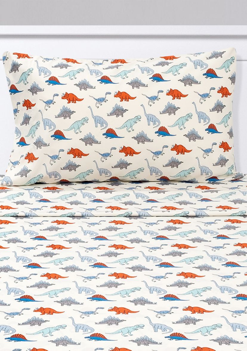 Dinosaurs Kids Boys Sheet Set Red-Blue
