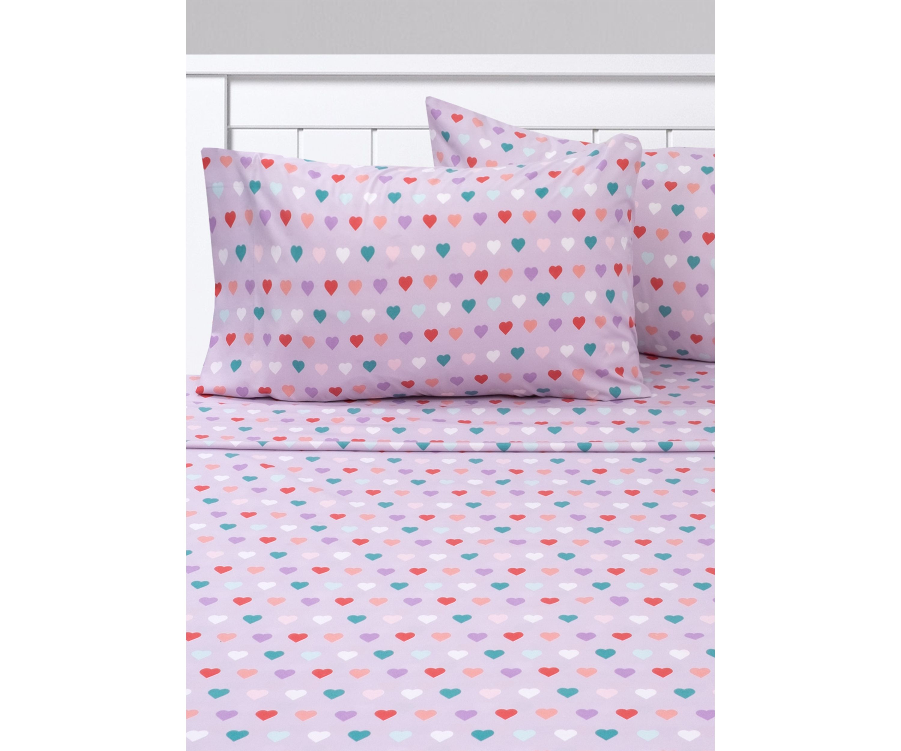 Hearts Kids Sheet Set Purple Multi Color