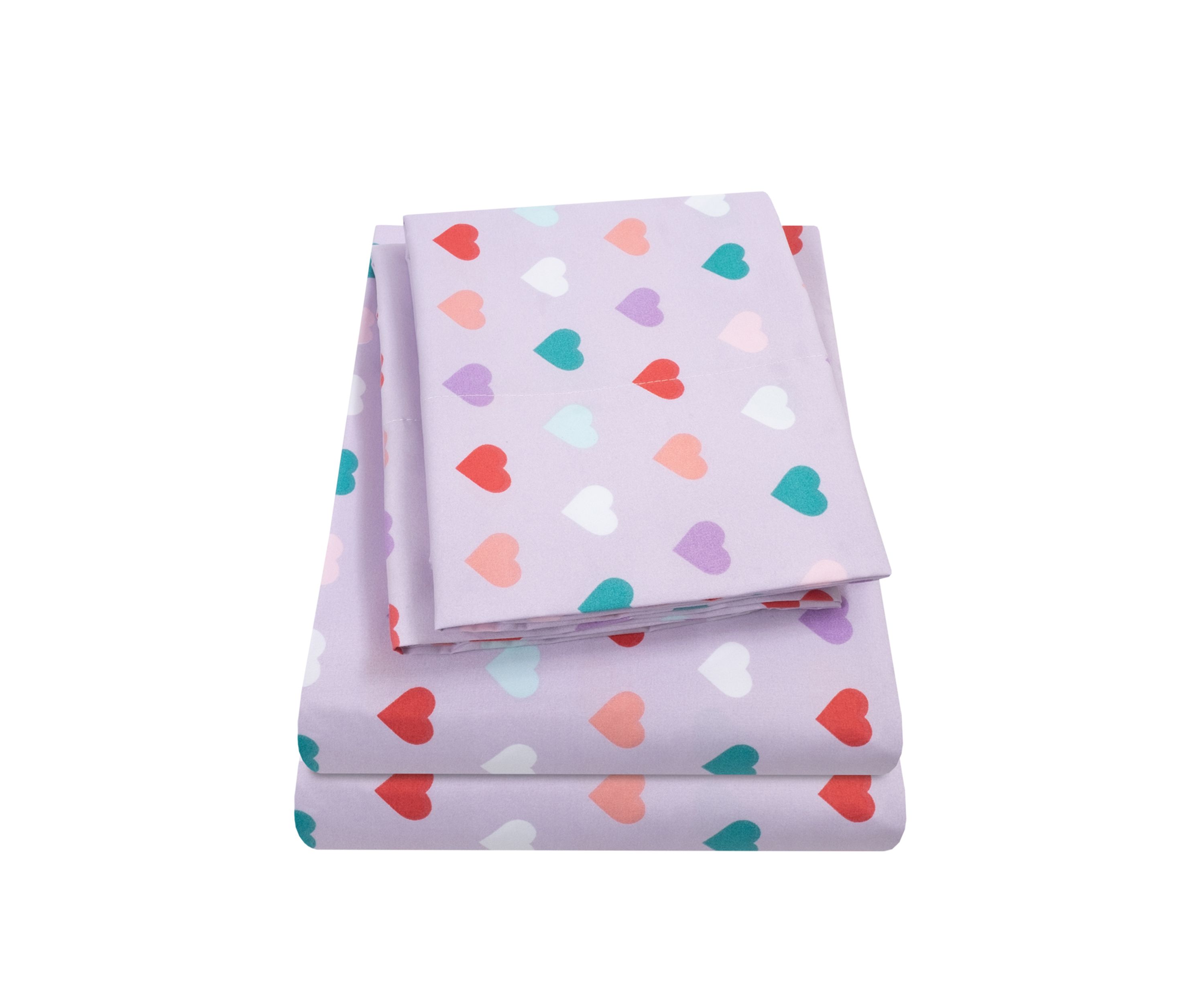 Hearts Kids Sheet Set Purple Multi Color