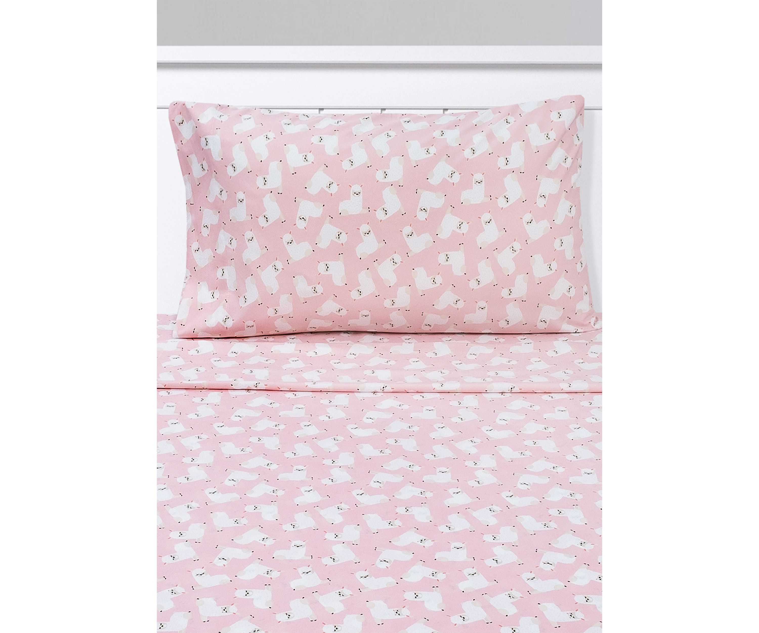 Llamas Kids Sheet Set Pink White
