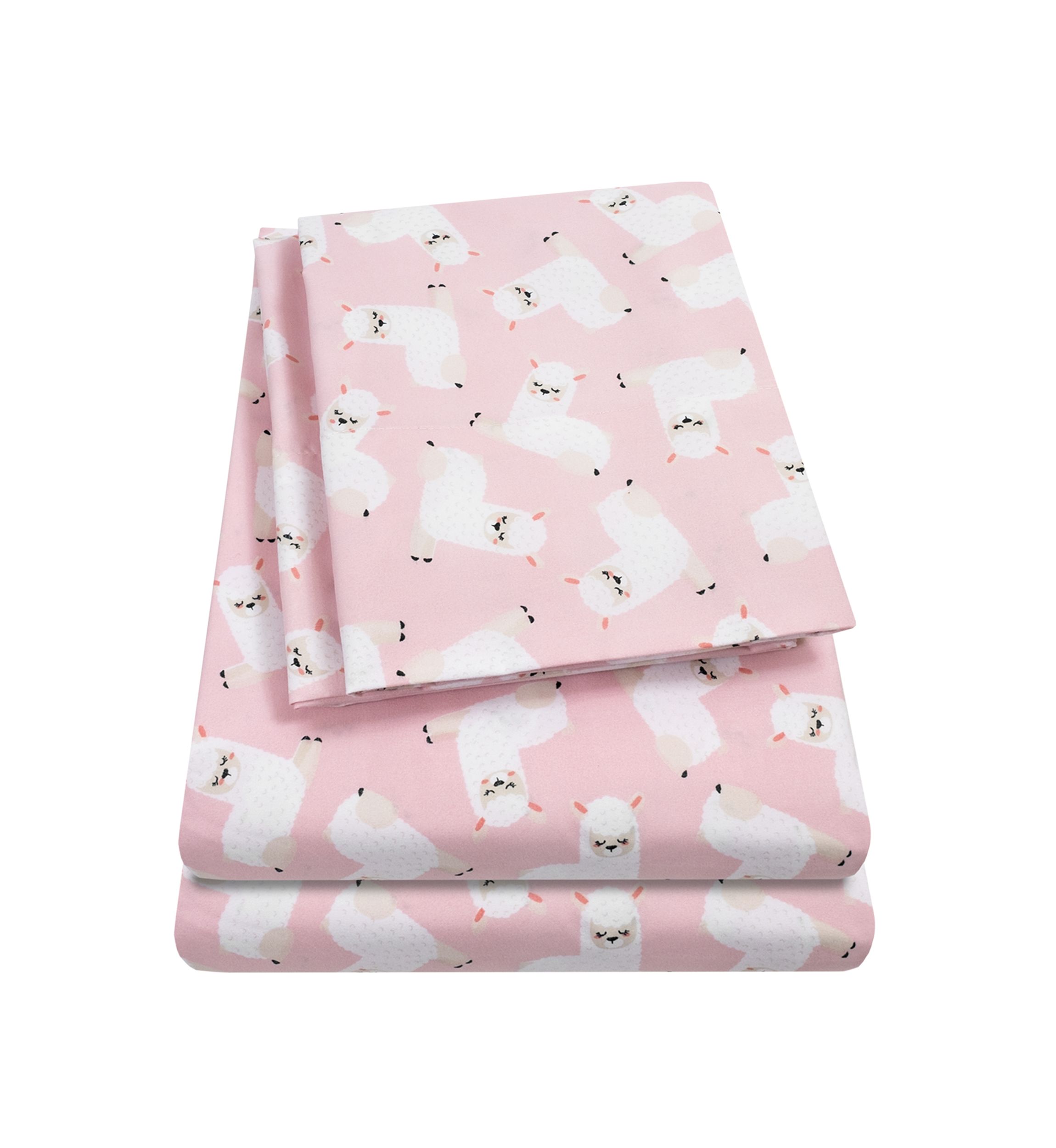 Llamas Kids Sheet Set Pink White
