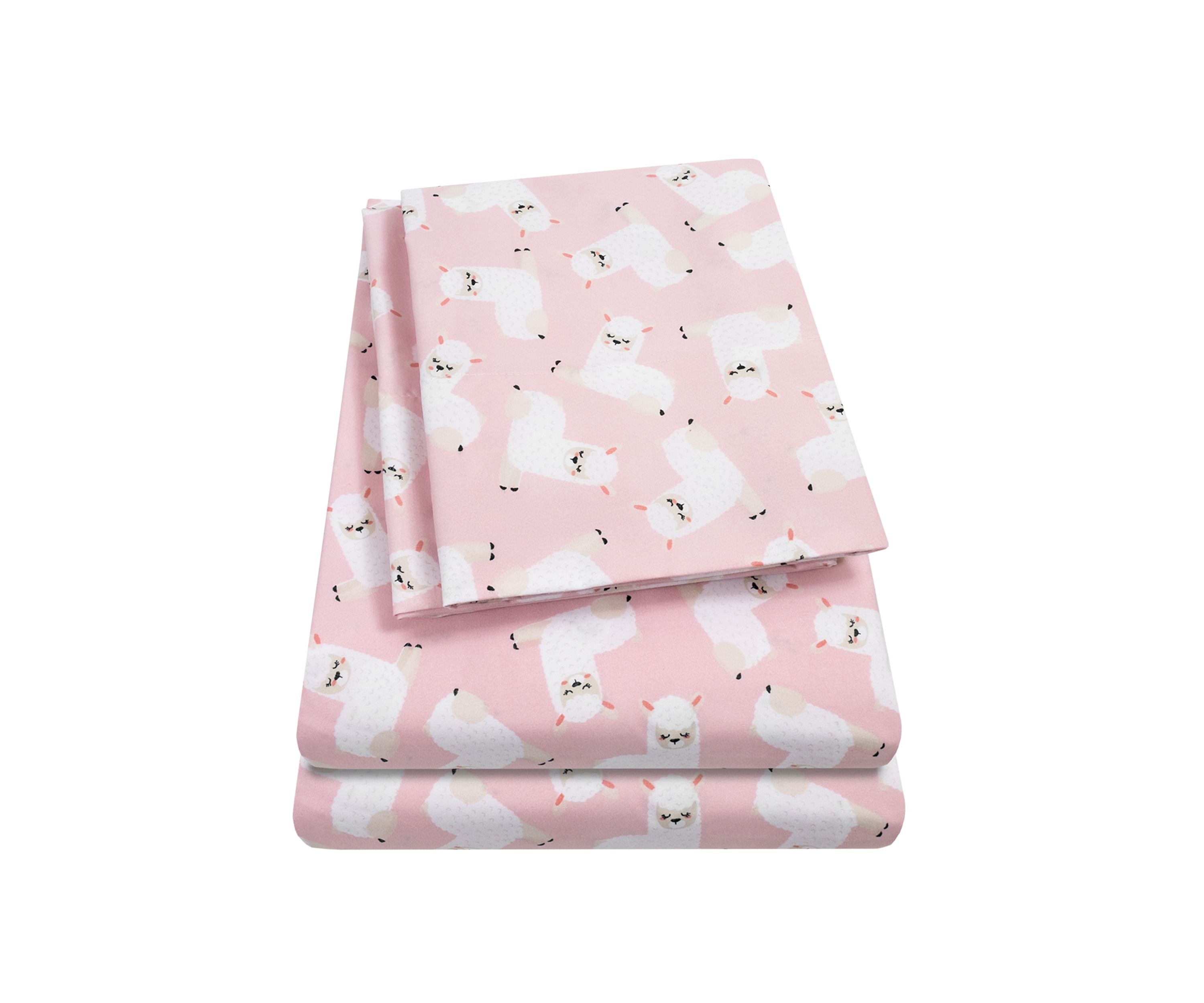 Llamas Kids Sheet Set Pink White