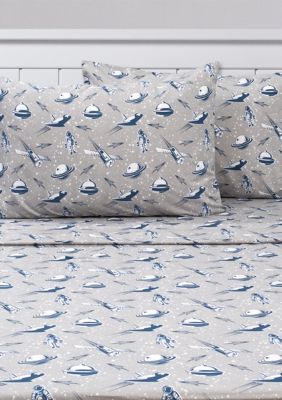 Sweet Home Collection Space Ship Rocket Astronaut Kids Sheet Set