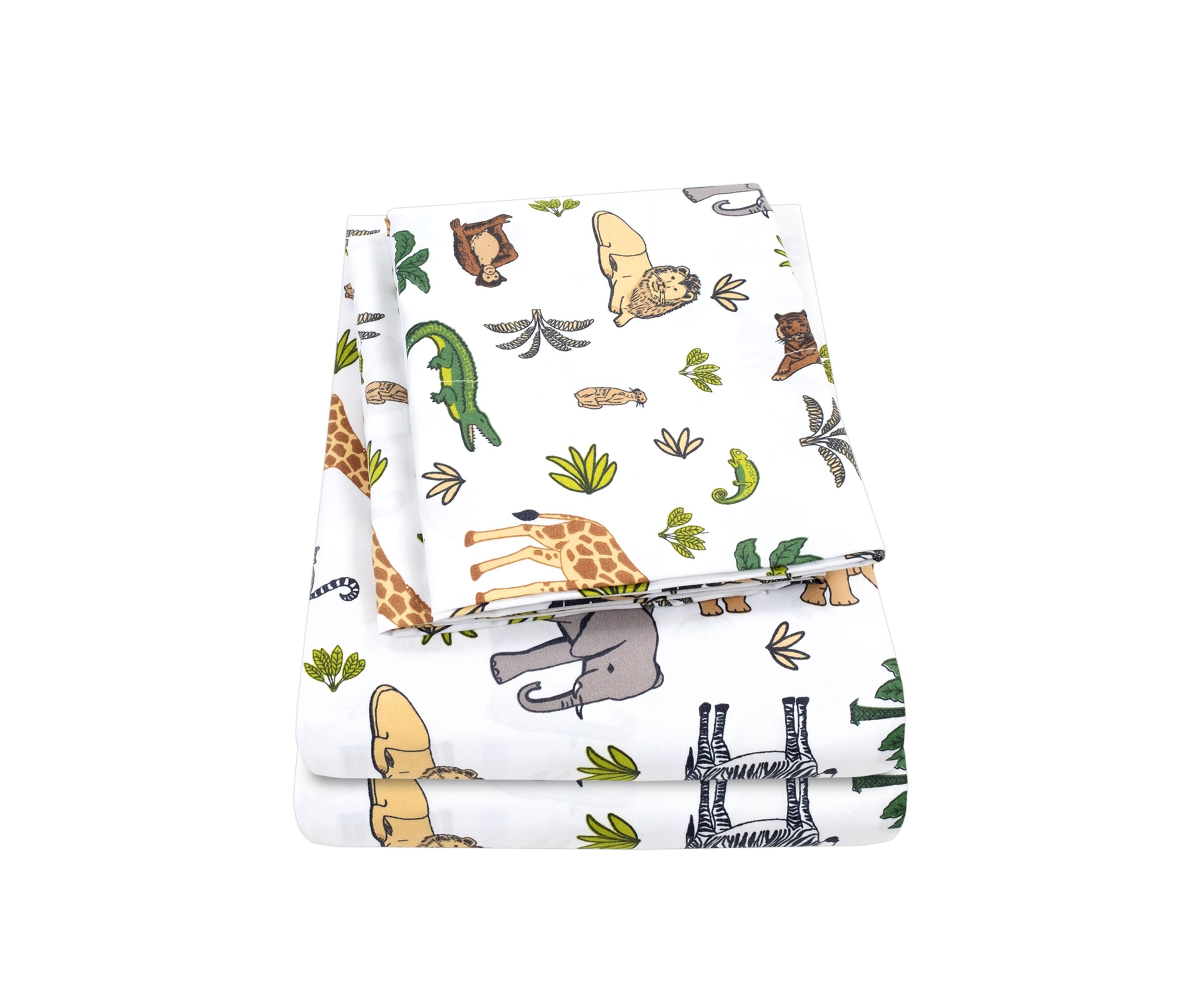 Wild Jungle Animals Giraffe, Rhino, Lion Kids Sheet Set