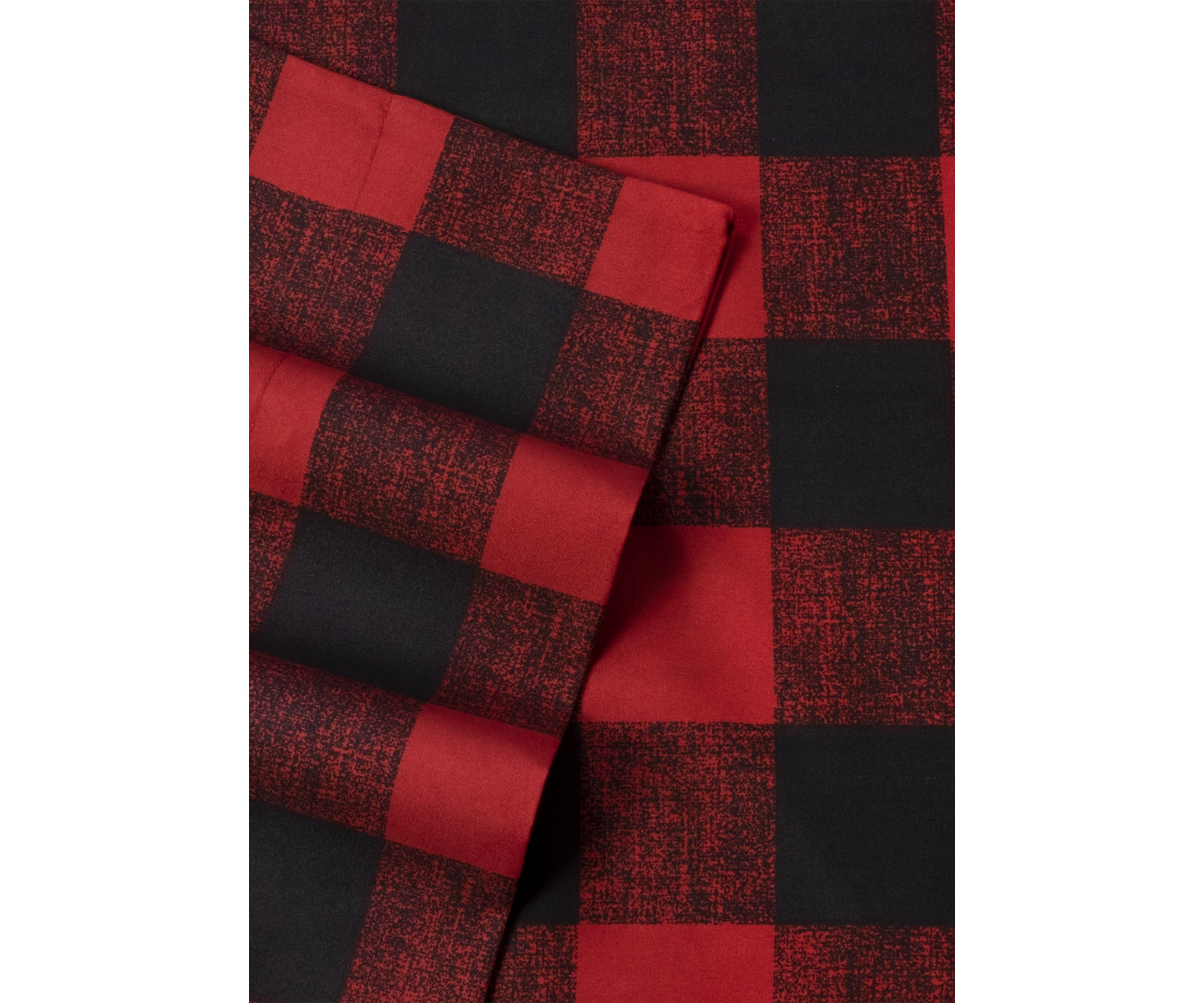 Buffalo Plaid Black Red 4 PC Microfiber Bed Sheet Set