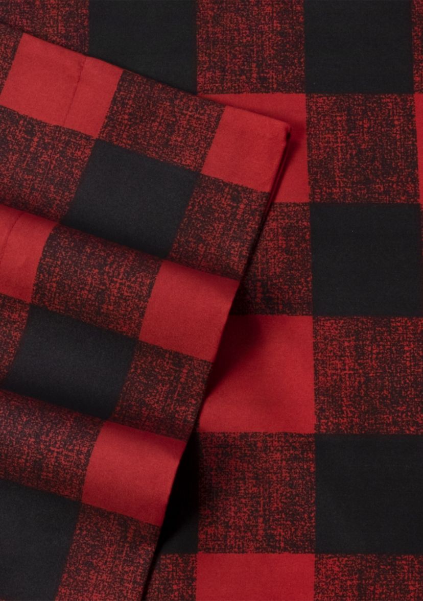 Buffalo Plaid Black Red 4 PC Microfiber Bed Sheet Set